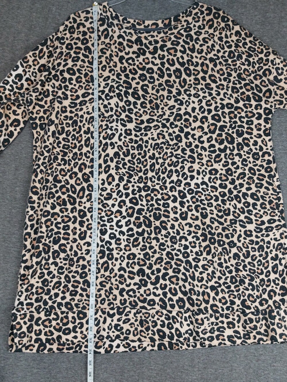 SIMPLY VERA WOMENS TAN LEOPARD ANIMAL PRINT 3/4 SLEEVE LOUNGE DRESS NIGHT GOWN L - Picture 7 of 10